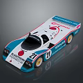 White Racing Car With Blue Pink Stripes Numbers 21 27 Sponsor Blackthorn Porsche Sleek Design