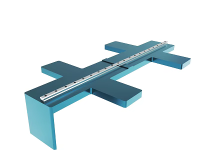 Blue Metal Mechanical Component With Cross Structure And Measurement Scale 3d model