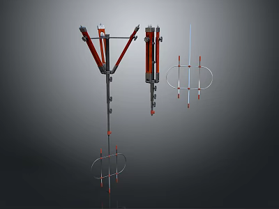 Commercial Equipment With Red And Silver Support Structure Rods And Circular Frames 3d model