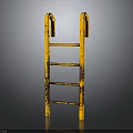 Yellow Metal Construction Ladder With Rustic Design For Building Sites 3d model