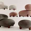 Modern Single Sofa With Round Shape Wooden Legs And Upholstered Fabric In Various Colors