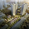 Aerial View Planning With Urban High Rise Buildings Green Spaces And Roads
