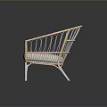Modern Rattan Armchair With Light Wood Frame And White Cushion Design