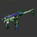 The Modern Tactical Gun with Purple Blue Green Gradient Finish and Sleek Metallic Design