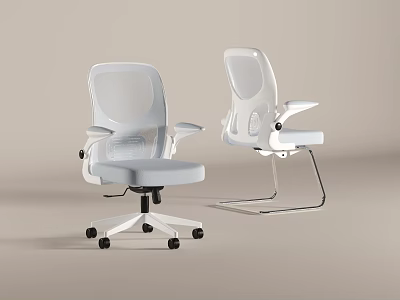 Ergonomic White Mesh Back Office Chairs With Armrests Modern Design And Wheels 3d model