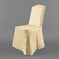 Beige Damask Pattern Upholstered Dining Chair With Elegant Skirted Design And Soft Cushion