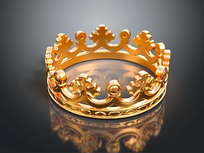 Gold Crown Jewelry With Intricate Floral Patterns And Shiny Gold Finish 3d model