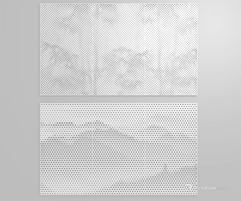 Modern Decorative Perforated Panels With Grid And Dot Patterns For Interior Design 3d model 