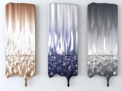 Modern Metallic Wall Decor With Copper Blue Gray Gradient Flowing Texture 3d model