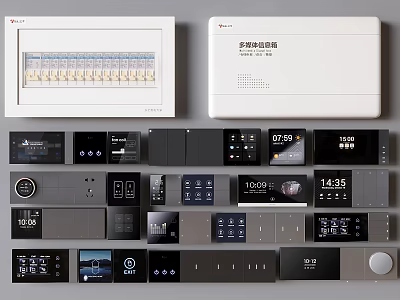 Intelligent conjoined switch socket visual function control panel strong current weak current meter box intelligent voice display screen 3d model