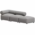 Modern Gray Fabric Modular Sofa With Cylindrical Armrests And Sectional Design 3d model