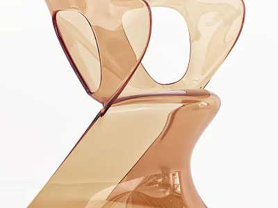 Modern Amber Transparent Stylish Single Chair With Smooth Curved Organic Design 3d model