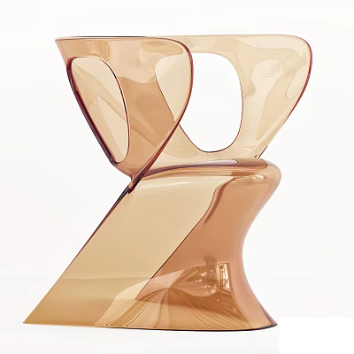 Modern Amber Transparent Stylish Single Chair With Smooth Curved Organic Design 3d model