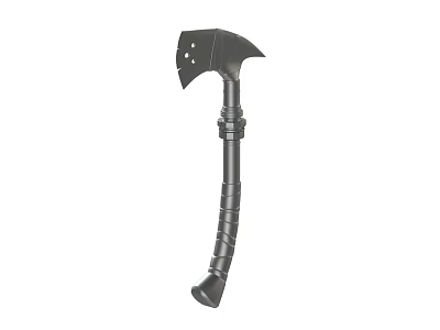 Black Tactical Axe Weapon With Long Handle And Textured Grip Design 3d model