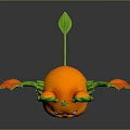 Cute Orange Bat Like Creature With Green Ears Red Wings And Playful Expression