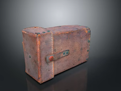 Vintage Leather Trunk With Brass Rivets And Decorative Lock For Storage 3d model