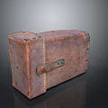Vintage Leather Trunk With Brass Rivets And Decorative Lock For Storage