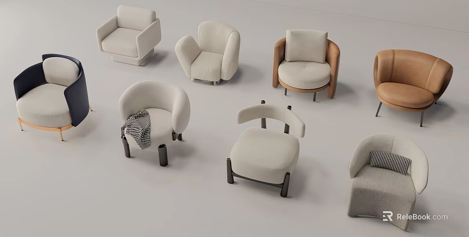 Modern Single Sofa Collection With Various Styles Neutral Colors And Comfortable Design 3d model
