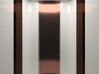 Modern Elevator Interior With Copper Vertical Panels And White Lighting Design 3d model