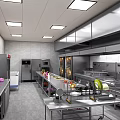 Professional Commercial Kitchen Interior With Stainless Steel Appliances Worktables And Fresh Ingredients