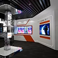 Modern Exhibition Hall With Digital Display Column And Large Screens Hi Tech Interior 3d model