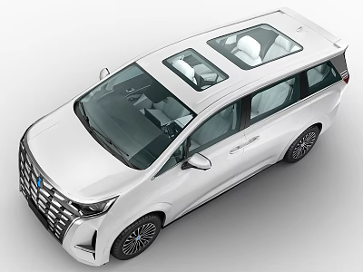 Modern White MPV Car With Dual Sunroof And Stylish Front Grille Design 3d model