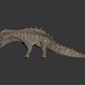 Three Headed Dinosaur Game and Movie Character With Textured Skin and Spiked Back