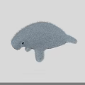 Cute Blue Manatee Plush Toy With Fluffy Soft Fur And Black Eyes
