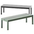 Modern Minimalist Bench In Gray And Green With Slim Metal Legs And Flat Seat