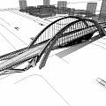 Modern Urban Arch Bridge Design Featuring Steel Structure And Glass Elements 3d model