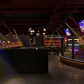Stylish Bar Interior Design With Neon Sign Stage Sofa Seating And Lighting Effects 3d model