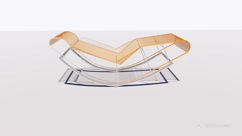 Modern Lounge Chair With Transparent Frame And Orange Sleek Curved Structure 3d model 