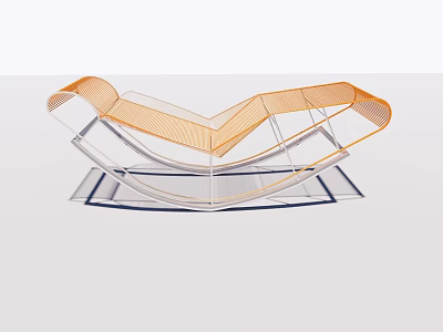 Modern Lounge Chair With Transparent Frame And Orange Sleek Curved Structure 3d model