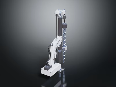 White Industrial Robotic Arm Equipment With Rotating Joints And Stable Base 3d model