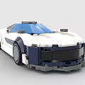 White And Blue Building Blocks Sports Car With Sleek Design Transparent Roof And Black Wheels