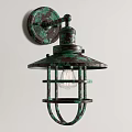 Vintage Verdigris Metal Frame Wall Lamp With Industrial Style Clear Bulb Design