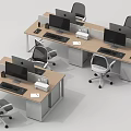 Modern Office Desk Setup With Multiple Workstations Computer Monitors And Ergonomic Chairs 3d model