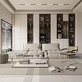 Modern Living Dining Room Open Layout With White Sofa Glass Coffee Table TV Staircase And Plant