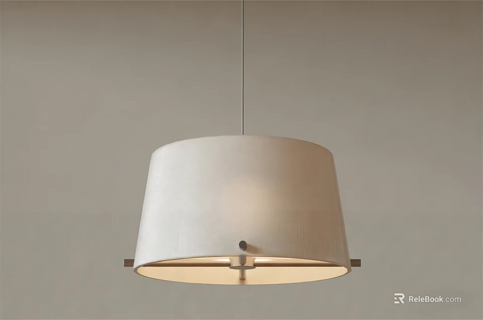Modern Minimalist Pendant Light With Light Fabric Shade And Metal Frame For Interior Decoration 3d model 