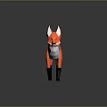 Red Fox 3D Model in Low Poly Style on Gray Background with Reflection 3d model