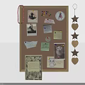 Corkboard Display with Photos Notes Push Pins Decorative Hanging Stars Hearts and Front Decorative Card