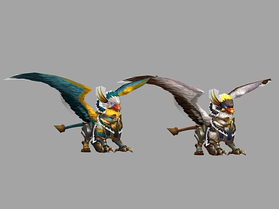 Mythical Game Movie Character Griffin With Two Tone Wings Armored Details And Standing Pose 3d model