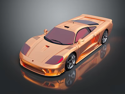 Golden Sports Car Featuring Sleek Aerodynamic Design And Shiny Metallic Finish 3d model