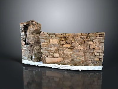 Natural Stone Wall Design Featuring Textured Blocks Various Sizes And Decorative White Base 3d model