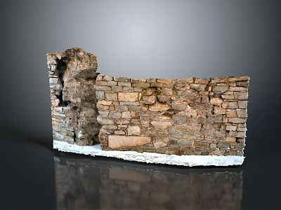 Natural Stone Wall Design Featuring Textured Blocks Various Sizes And Decorative White Base 3d model