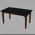 Modern Dark Marble Top Red Wooden Legs Simple Design Dining Table