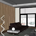 Decorative Ornament Set with White Spherical Piece Geometric Shelf in Modern Living Room Wooden Wall