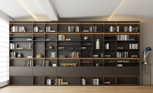 Middle Style Bookcase Book Ornaments 3d model