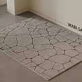 Wabi Sabi Style Square Carpet With Gray Cracked Stone Pattern For Indoor Floor