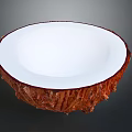 Handmade Natural Coconut Bowl With White Interior And Brown Shell Texture